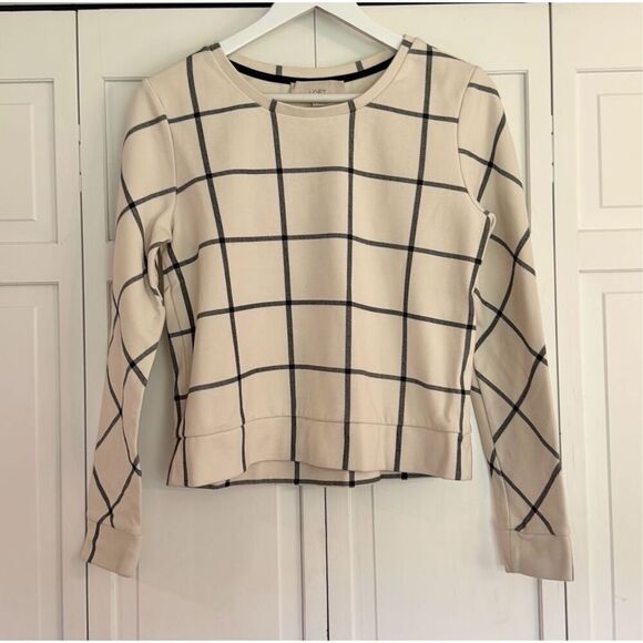 Loft windowpane crewneck crop sweater M - Picture 2 of 8